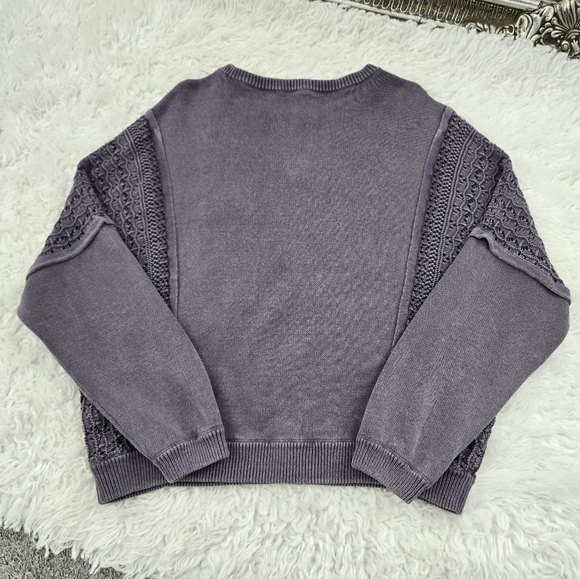 Pure Jill Elements Bohemian Stonewashed Textured Sweater. light grey smoke. Size - Picture 5 of 9